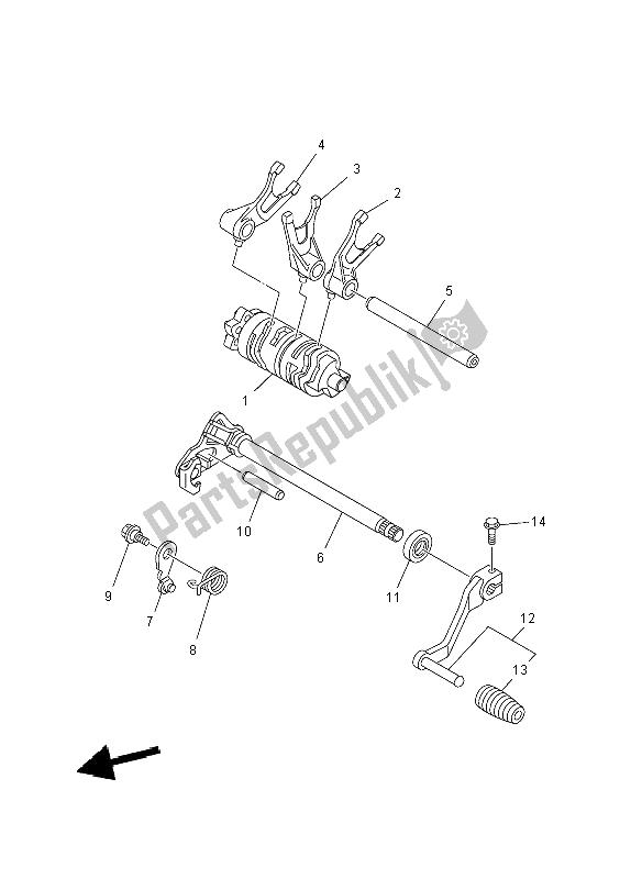 Toutes les pièces pour le Came Et Fourchette De Changement De Vitesse du Yamaha YFM 250R 2012