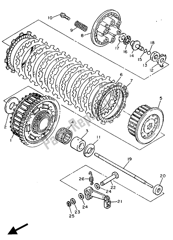 Toutes les pièces pour le Embrayage du Yamaha FZR 750R 1990