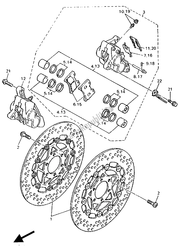 Toutes les pièces pour le étrier De Frein Avant du Yamaha FZR 600R 1994