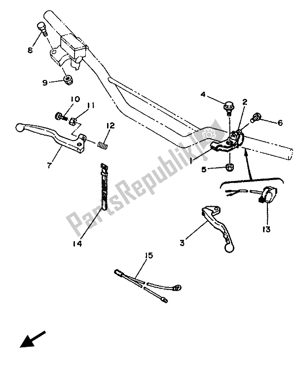 Alle onderdelen voor de Handvat Schakelaar & Hendel van de Yamaha YZ 80 LC LW 1994