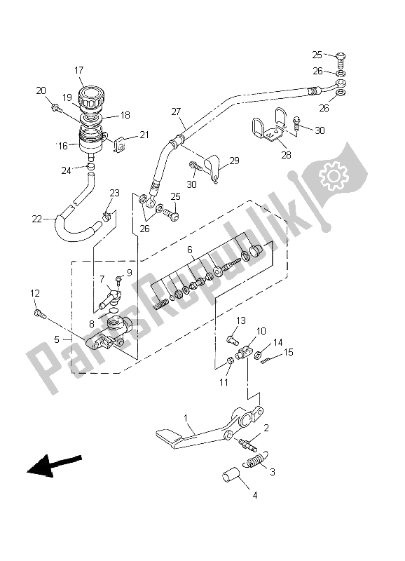 Todas las partes para Cilindro Maestro Trasero de Yamaha YZF R1 1000 2002