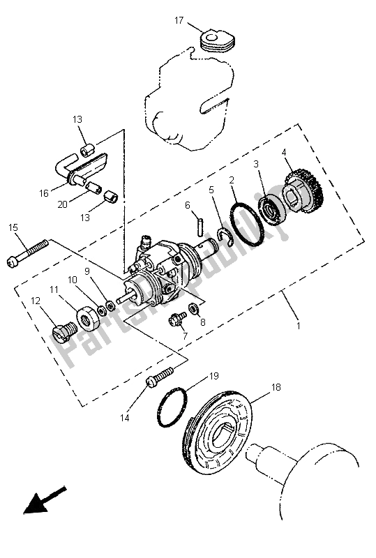 Tutte le parti per il Pompa Dell'olio del Yamaha PW 80 1996