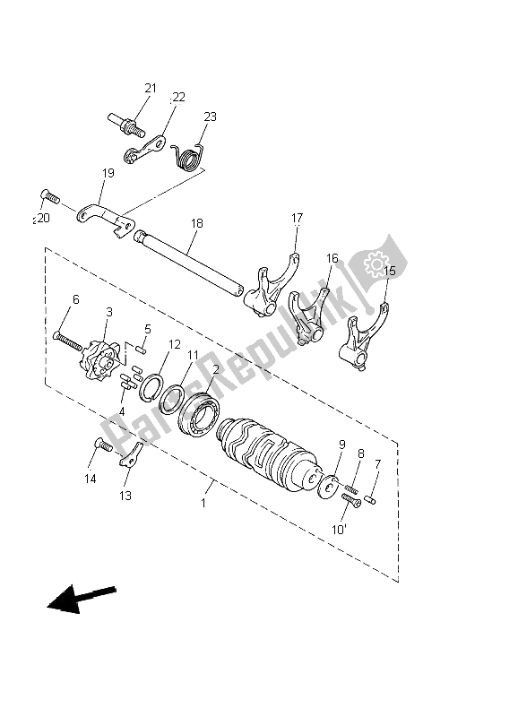 All parts for the Shift Cam & Fork of the Yamaha XJ 600S Diversion 2002