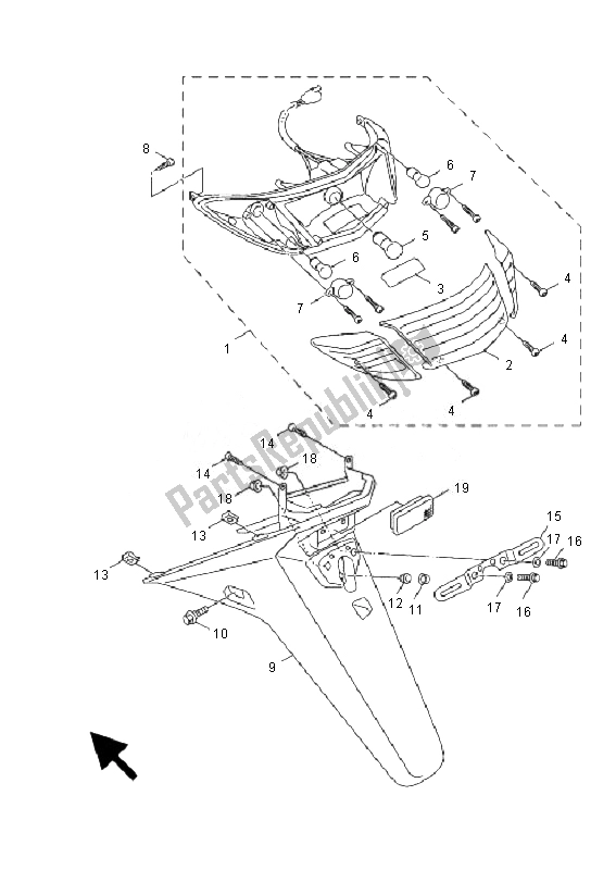 Tutte le parti per il Fanale Posteriore del Yamaha NXC 125 EA Cygnus X 2010