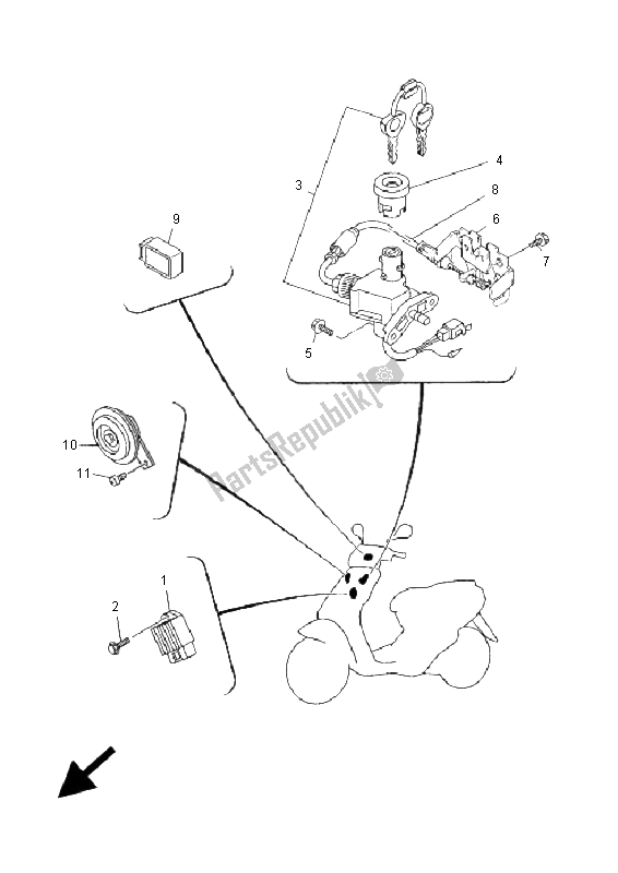 Toutes les pièces pour le électrique 1 du Yamaha YN 50 Neos 2005