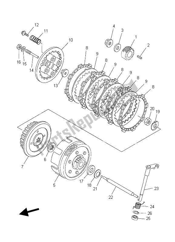 Todas as partes de Embreagem do Yamaha XT 125R 2006