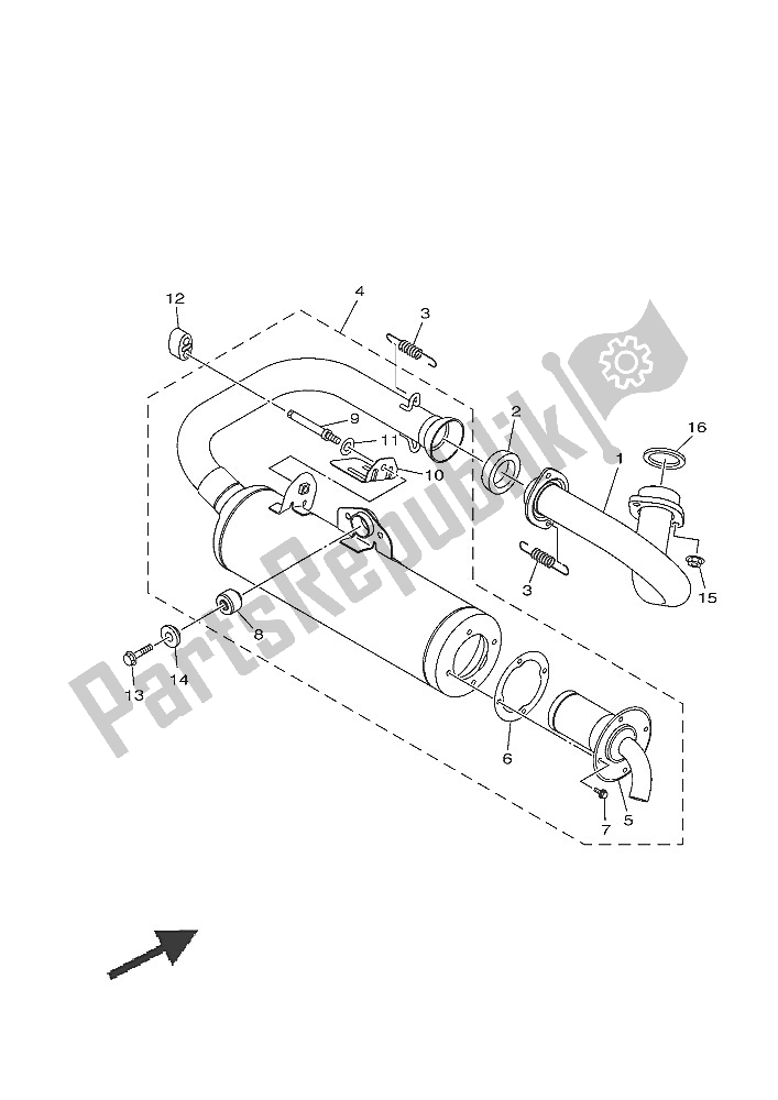 All parts for the Exhaust of the Yamaha YXE 700E 2016