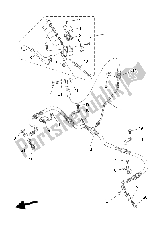 All parts for the Front Master Cylinder of the Yamaha YFM 350F Grizzly 4X4 2011