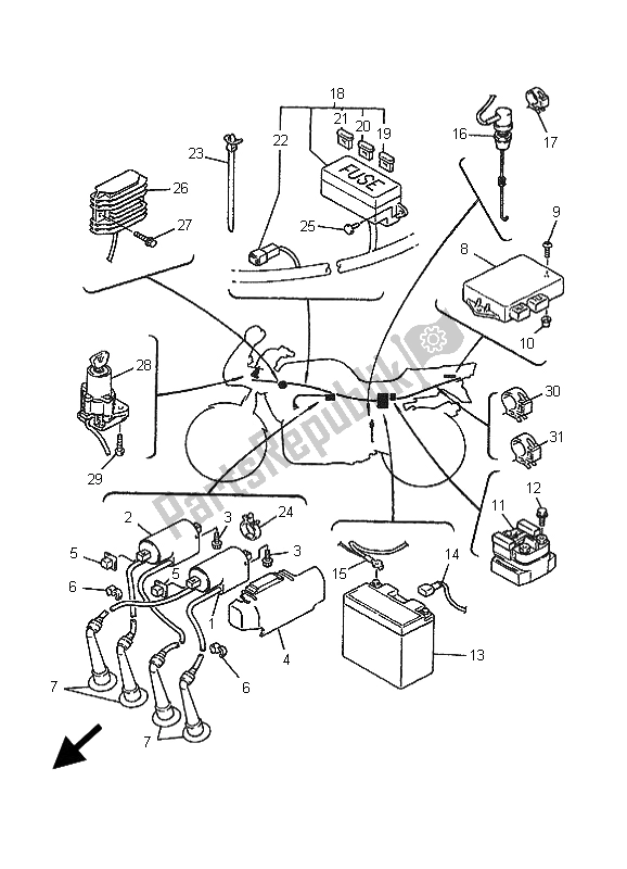 All parts for the Electrical 1 of the Yamaha FZS 600 Fazer 2001