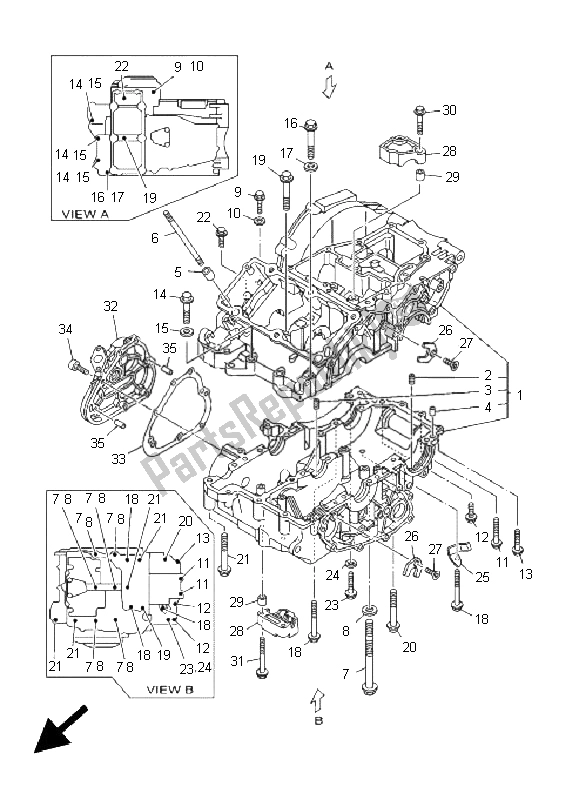 Todas as partes de Bloco Do Motor do Yamaha TDM 900A 2005