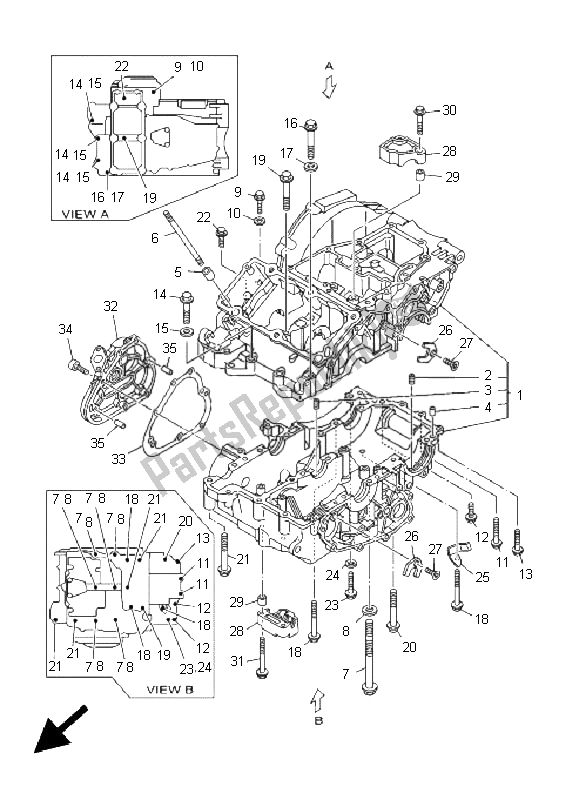 Todas las partes para Caja Del Cigüeñal de Yamaha TDM 900A 2005