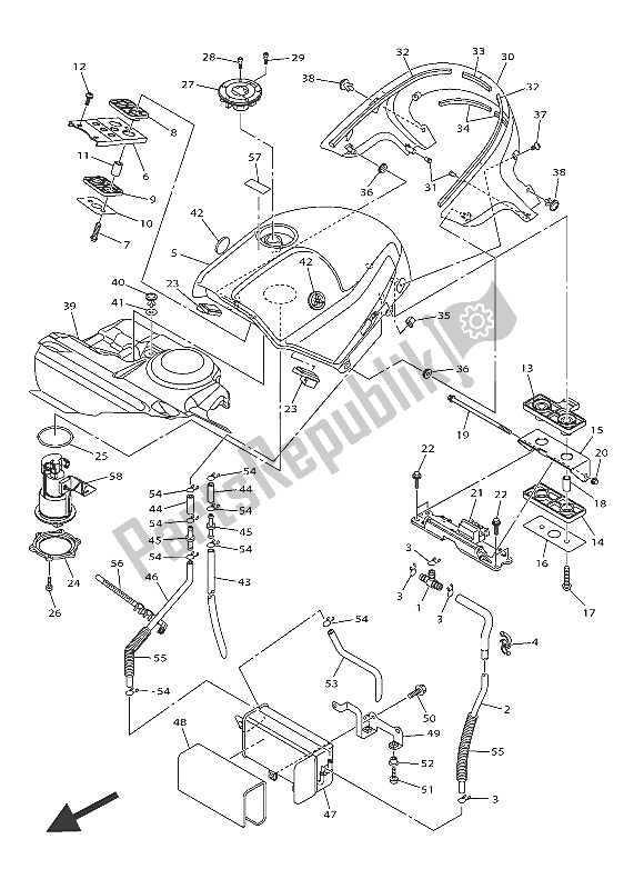 All parts for the Fuel Tank of the Yamaha FJR 1300A 2016