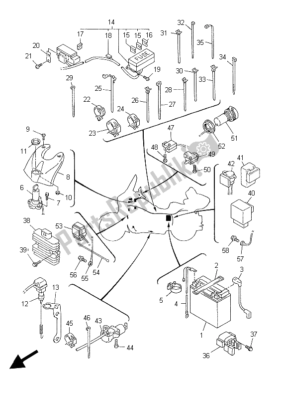 All parts for the Electrical 1 of the Yamaha XVZ 13 TF 1300 1999