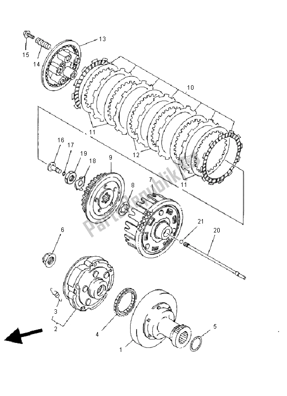 All parts for the Clutch of the Yamaha YFM 350 FW Wolverine 4X4 2001