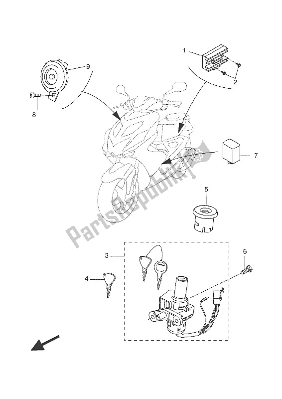 Alle onderdelen voor de Elektrisch 1 van de Yamaha NS 50F 2016