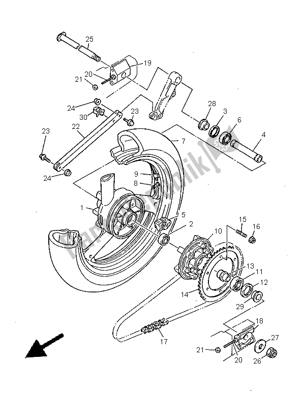 All parts for the Rear Wheel of the Yamaha XJR 1300 SP 1999