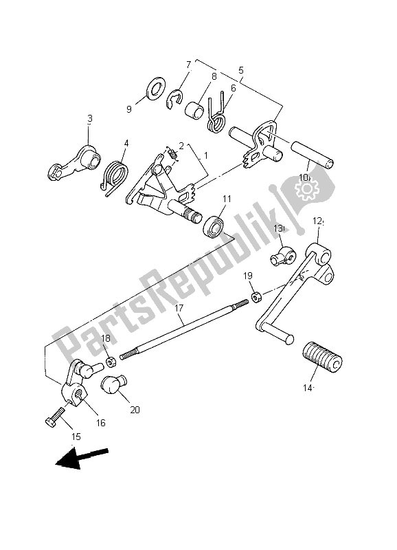 Alle onderdelen voor de Schakelas van de Yamaha XJ 900S Diversion 2002