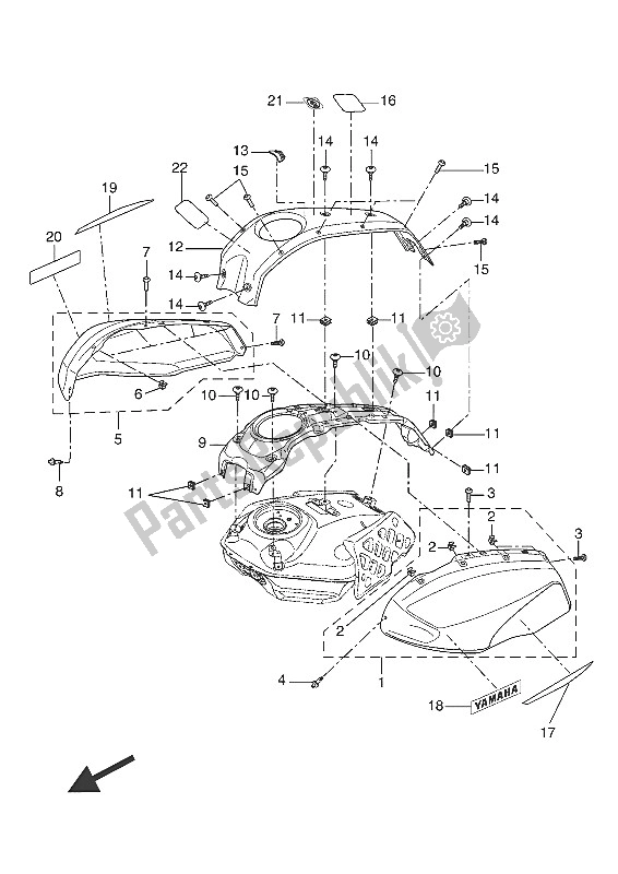 All parts for the Fuel Tank 2 (lrys1) of the Yamaha XSR 700 2016