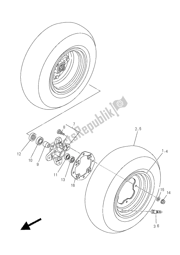 All parts for the Front Wheel of the Yamaha YFM 700R Yamaha Black 2015