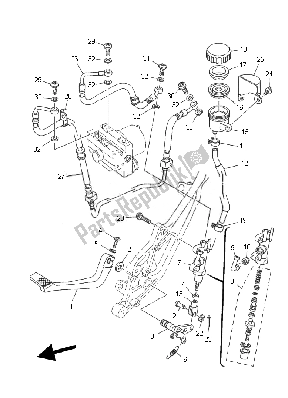 Todas las partes para Cilindro Maestro Trasero de Yamaha TDM 900A 2010