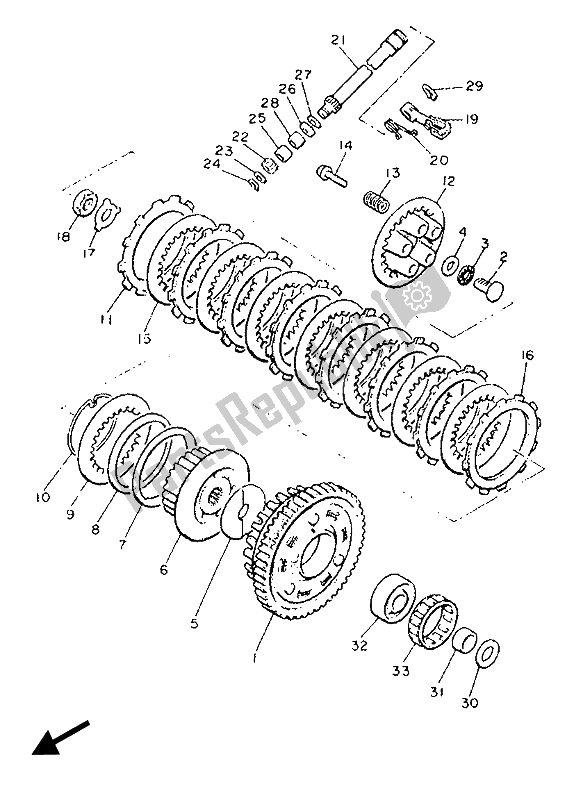 Toutes les pièces pour le Embrayage du Yamaha XJ 900F 1989