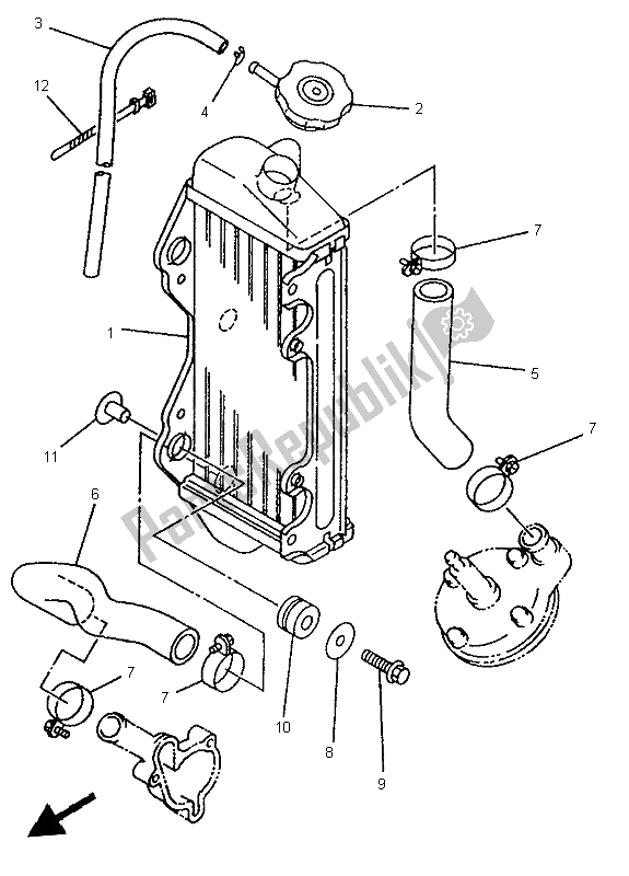 Tutte le parti per il Tubo Del Radiatore del Yamaha YZ 80 LW 1998