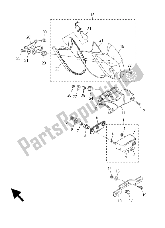 Todas las partes para Luz De La Cola de Yamaha XVS 950A 2011