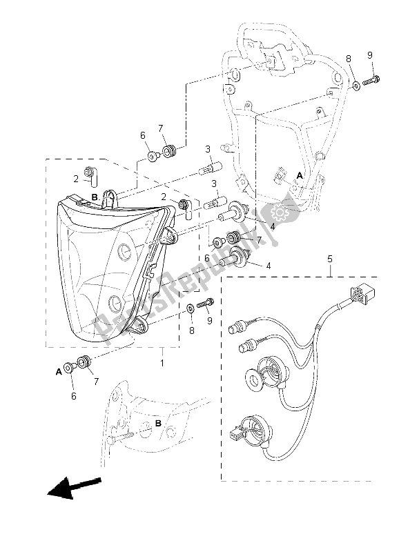 All parts for the Headlight of the Yamaha XT 660Z Tenere 2009