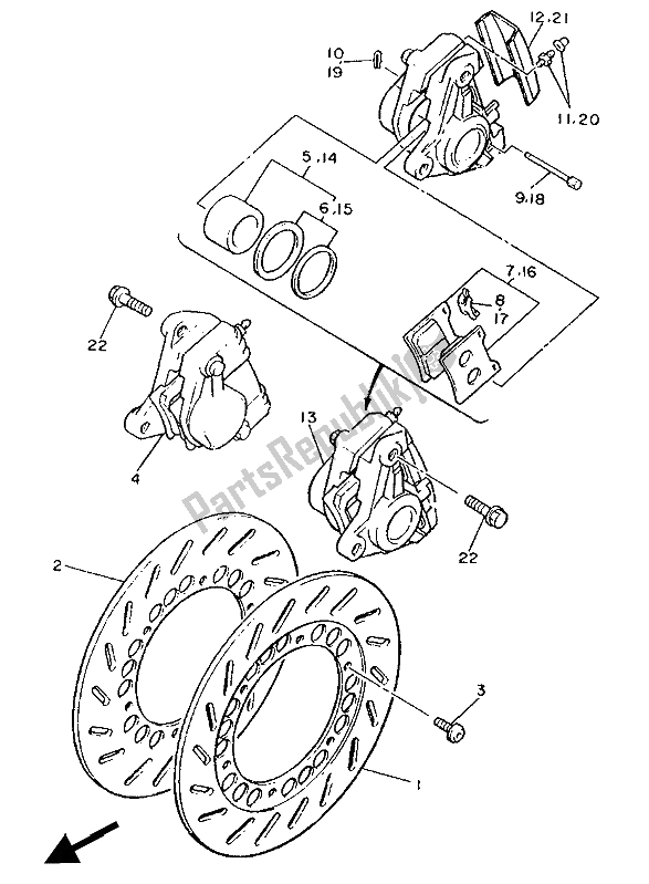 Todas las partes para Pinza De Freno Delantero de Yamaha FZ 600 1986