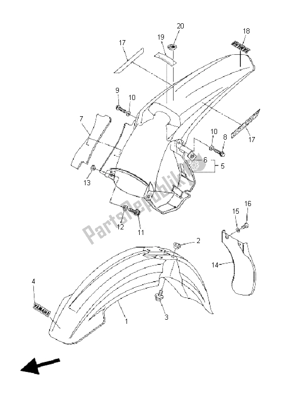 All parts for the Fender of the Yamaha WR 250F 2008