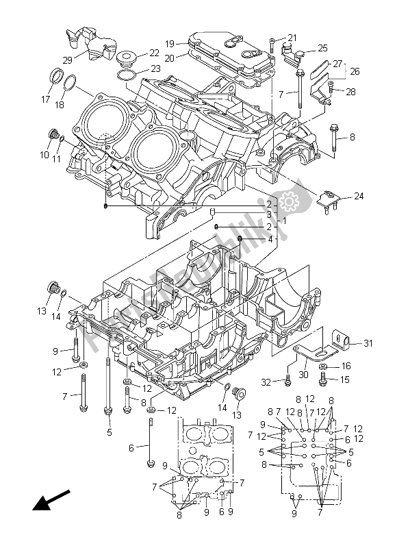 Alle onderdelen voor de Carter van de Yamaha VMX 17 1700 2015