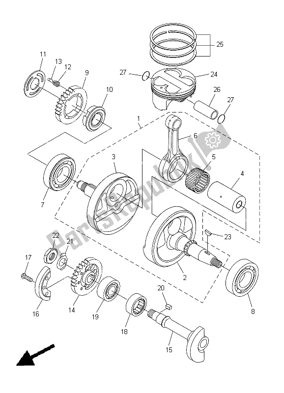 All parts for the Crankshaft & Piston of the Yamaha WR 250R 2012