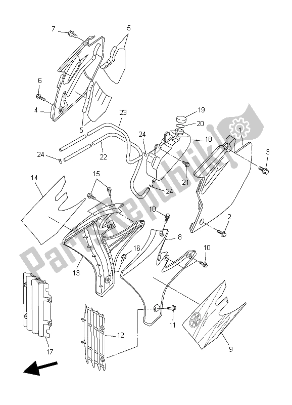 All parts for the Side Cover of the Yamaha WR 250F 2006