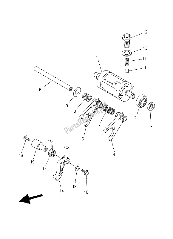 All parts for the Shift Cam & Fork of the Yamaha YFM 450 Fwad IRS Grizzly 4X4 Yamaha Black 2014