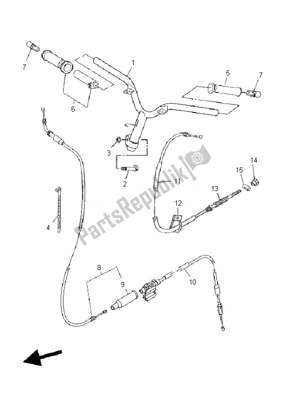 All parts for the Steering Handle & Cable of the Yamaha CS 50R AC JOG 2010