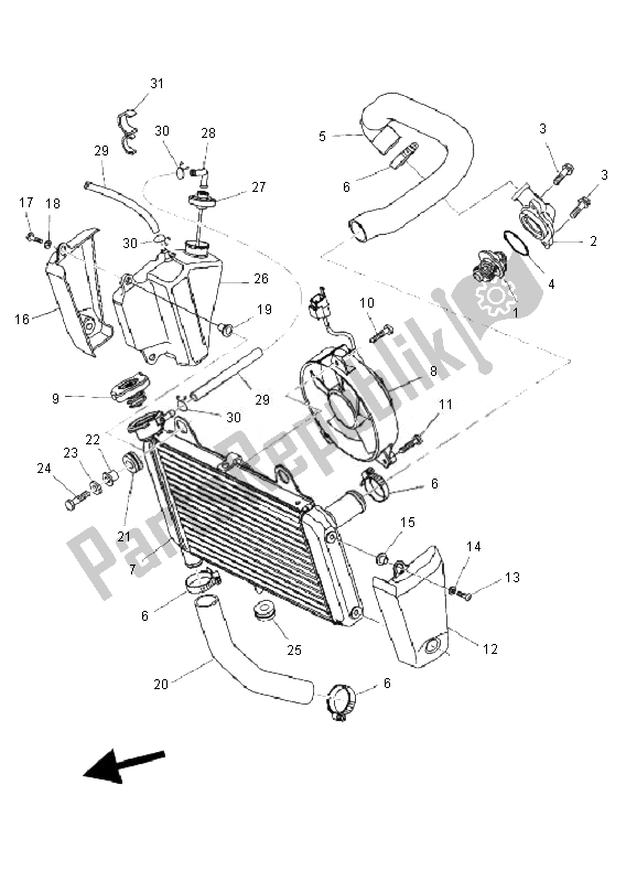 Alle onderdelen voor de Radiator Slang van de Yamaha MT 03 25 KW 660 2007