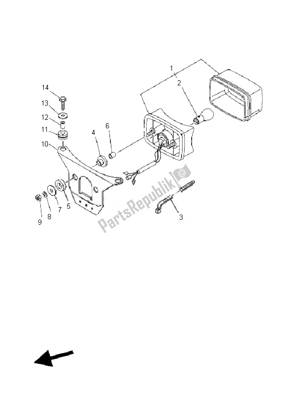 All parts for the Taillight of the Yamaha YFM 125 Grizzly 2010