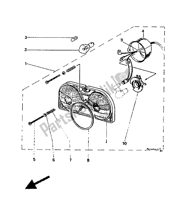 All parts for the Headlight of the Yamaha TDR 125 1991