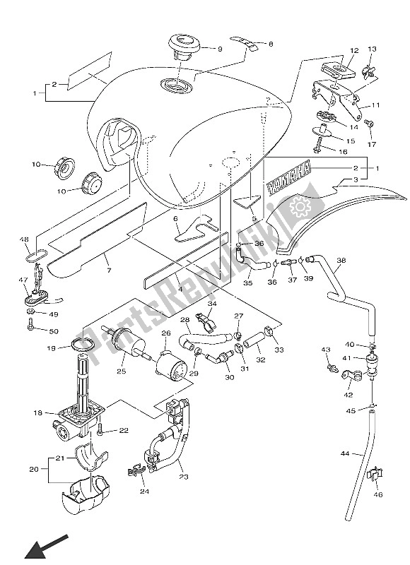 All parts for the Fuel Tank (mnm3) of the Yamaha XVS 950 CR 60 TH Anniversy 2016