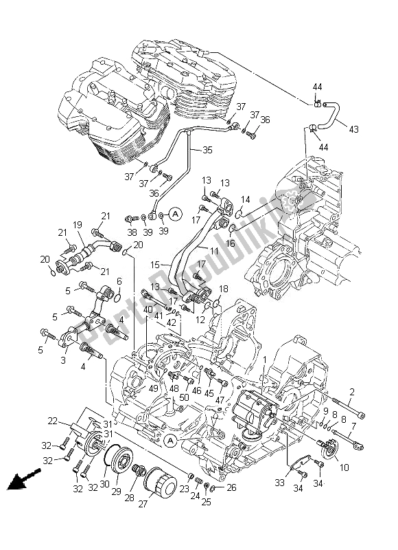 All parts for the Oil Pump of the Yamaha XV 1900A 2013