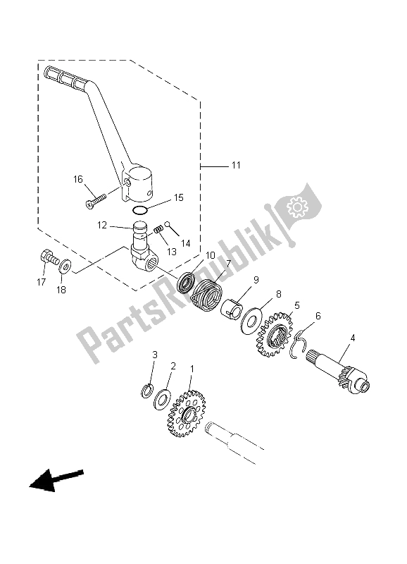 All parts for the Starter of the Yamaha YZ 125 2009