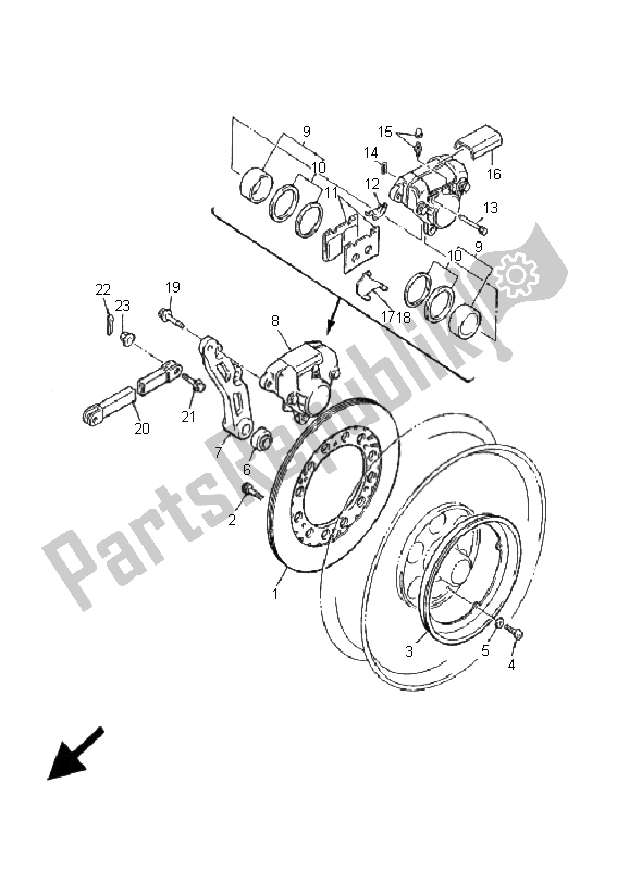 Toutes les pièces pour le Frein Arriere du Yamaha V MAX 12 1200 2001