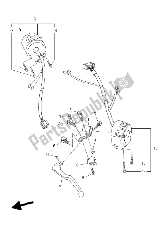 Todas as partes de Manípulo Interruptor E Alavanca do Yamaha XJ6S 600 2011