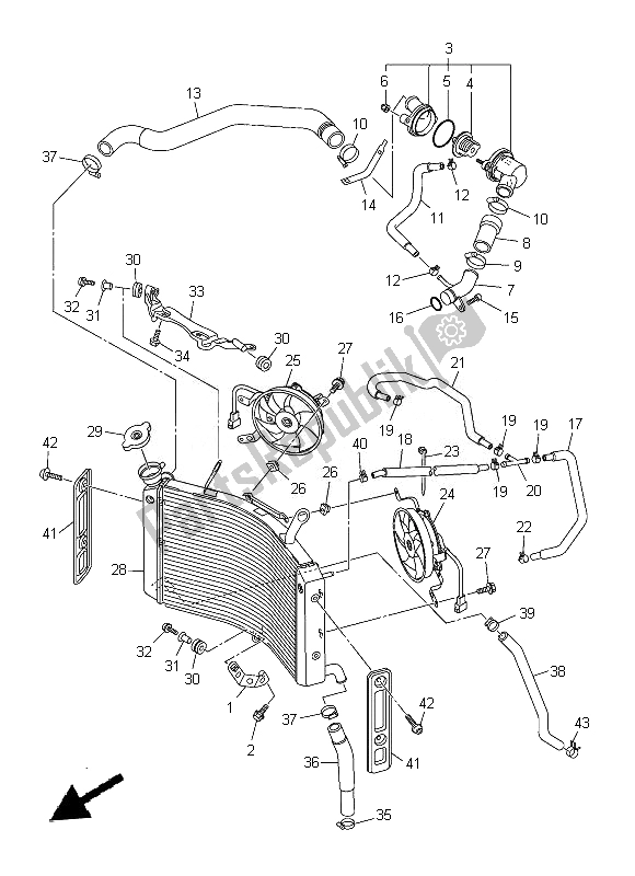 All parts for the Radiator & Hose of the Yamaha FZ8 SA 800 2014