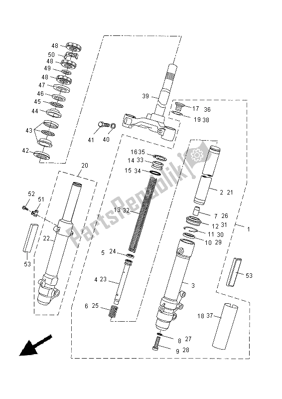 All parts for the Front Fork of the Yamaha NS 50F Aeorox 4 2014