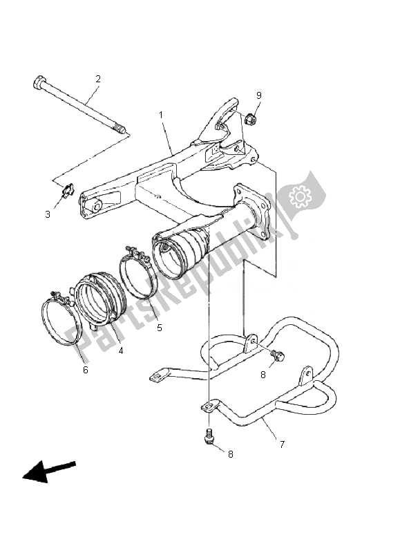 All parts for the Rear Arm of the Yamaha YFM 50R 2007