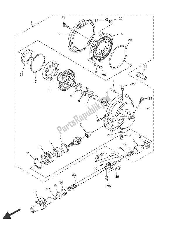 All parts for the Drive Shaft of the Yamaha FJR 1300 AE 2016