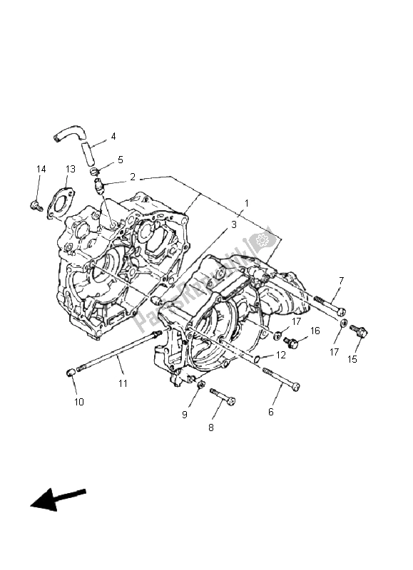 All parts for the Crankcase of the Yamaha YFM 80R 2005