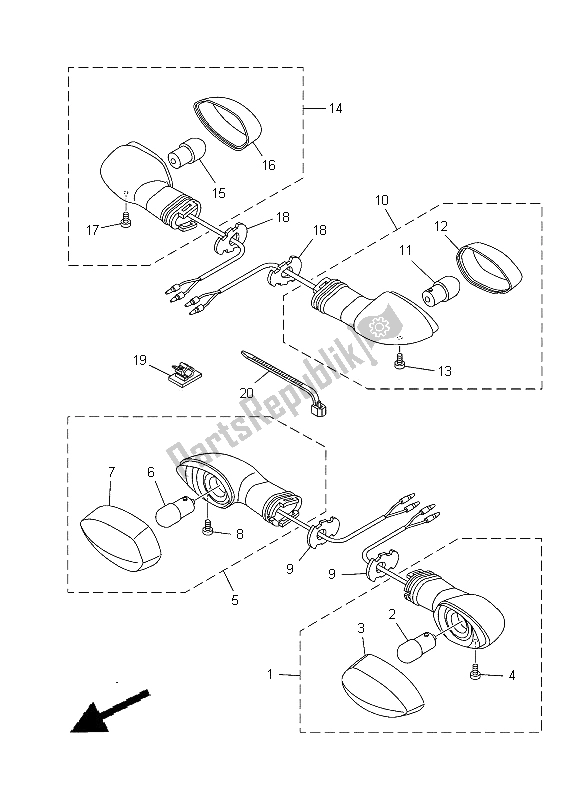 All parts for the Flasher Light of the Yamaha XT 1200Z Tenere 2012