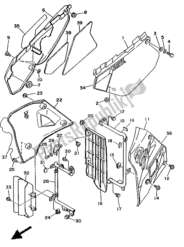 Toutes les pièces pour le Couvercle Latéral Et Réservoir D'huile du Yamaha DT 125R 1992